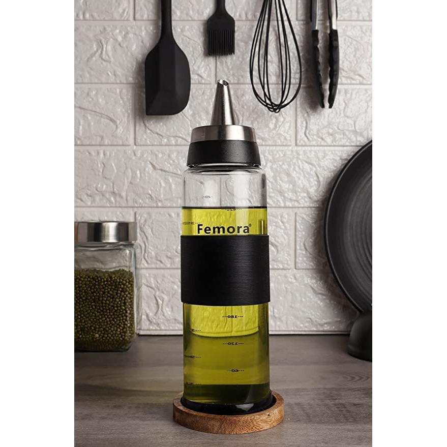 Femora Oil Dispenser | Glass Oil Bottle | 1 Year Warranty | Cooking Oil Dispenser 500Ml Pack Of 1 Oil Bottle