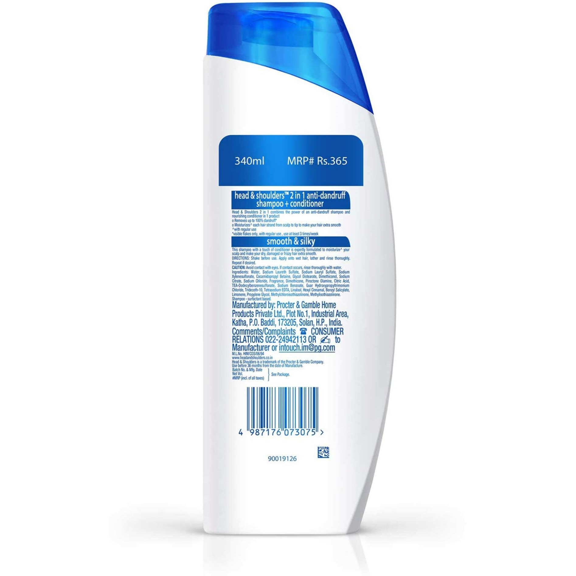 Head & Shoulders 2-In-1 Smooth And Silky Anti Dandruff Shampoo + Conditioner For Women & Men, With Almond Milk (340 Ml)
