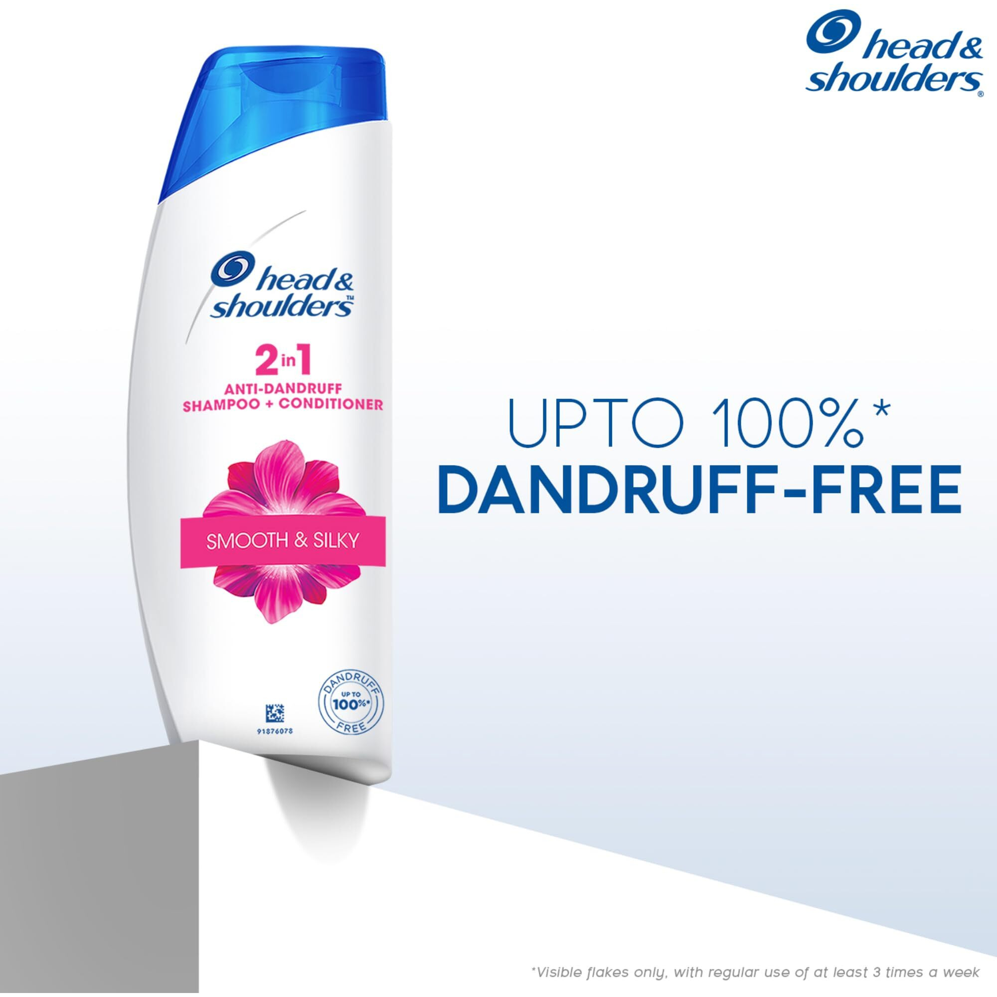 Head & Shoulders 2-In-1 Smooth And Silky Anti Dandruff Shampoo + Conditioner For Women & Men, With Almond Milk (340 Ml)