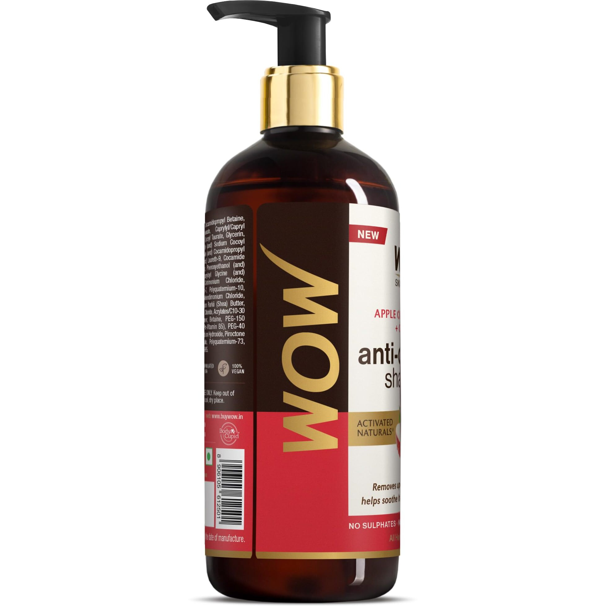 Wow Skin Science Apple Cider Vinegar Shampoo - 500Ml | Mild Anti-Dandruff Shampoo For Daily Use | Suitable For Men & Women | Balances Ph Level | Contains No Sulphates, Parabens Or Harmful Chemicals