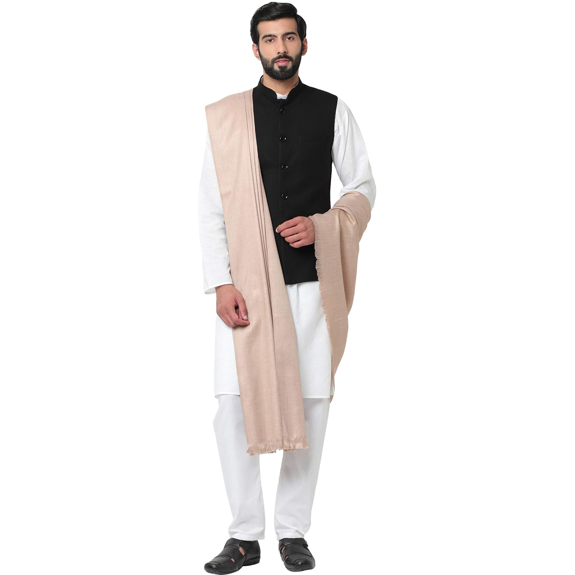 Weavers Villa Men's Plain Woollen Dhariwal Beige Lohi/Shawl, 125Cm X 250Cm
