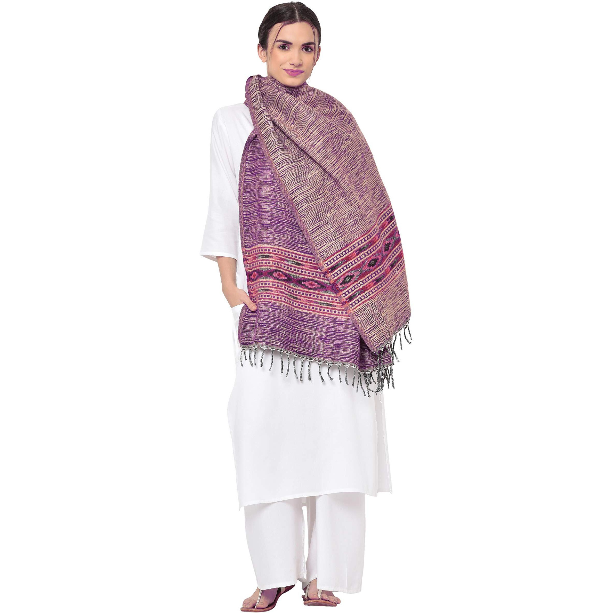 Weavers Villa Kullu Design Shawl (Purple), 100Cm X 200Cm