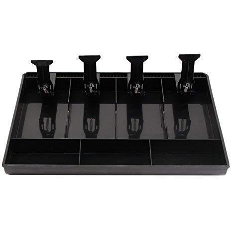 Divinext Abs Cash Tray, 4 Cash/Bills And 3 Coin Compartment Cash Drawer Safe Box | Black