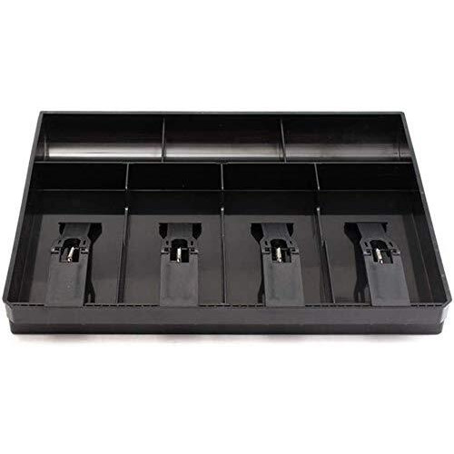 Divinext Abs Cash Tray, 4 Cash/Bills And 3 Coin Compartment Cash Drawer Safe Box | Black