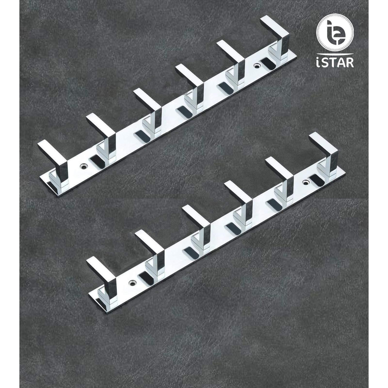 Istar 6 Pin Bathroom Cloth Hooks Hanger Wall Bedroom Bathroom Robe Hooks Rail For Hanging Keys,Clothes,Towel Steel Hook