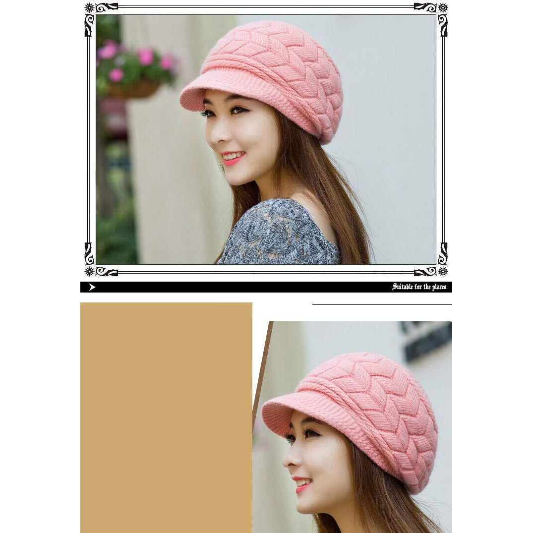 Alexvyan Imported Unisex Wool Men And Women Winter Cap Woolen Knitted Warm Hat (Fur Inside) Hats For Ladies Beanie Girls Skullies Caps Bonnet Femme Snapback (Pink), Free Size