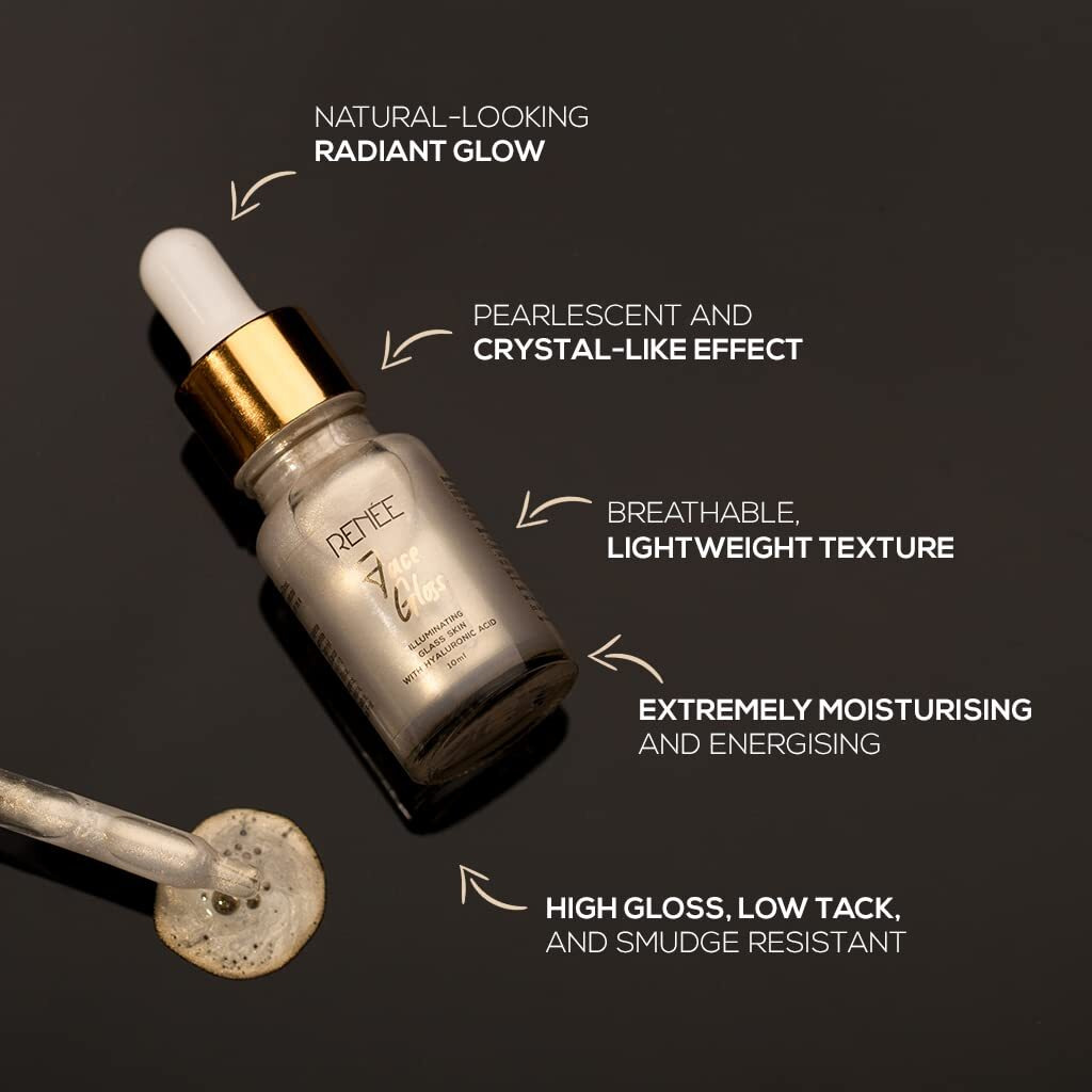 Renee Face Gloss Highlighting Strobe Serum For Glass Skin, Hyaluronic Acid Hydration & Illumination, Paraben-Free, Vegan, Lightweight, Non-Greasy Hydrating Serum For Radiant, Dewy Skin