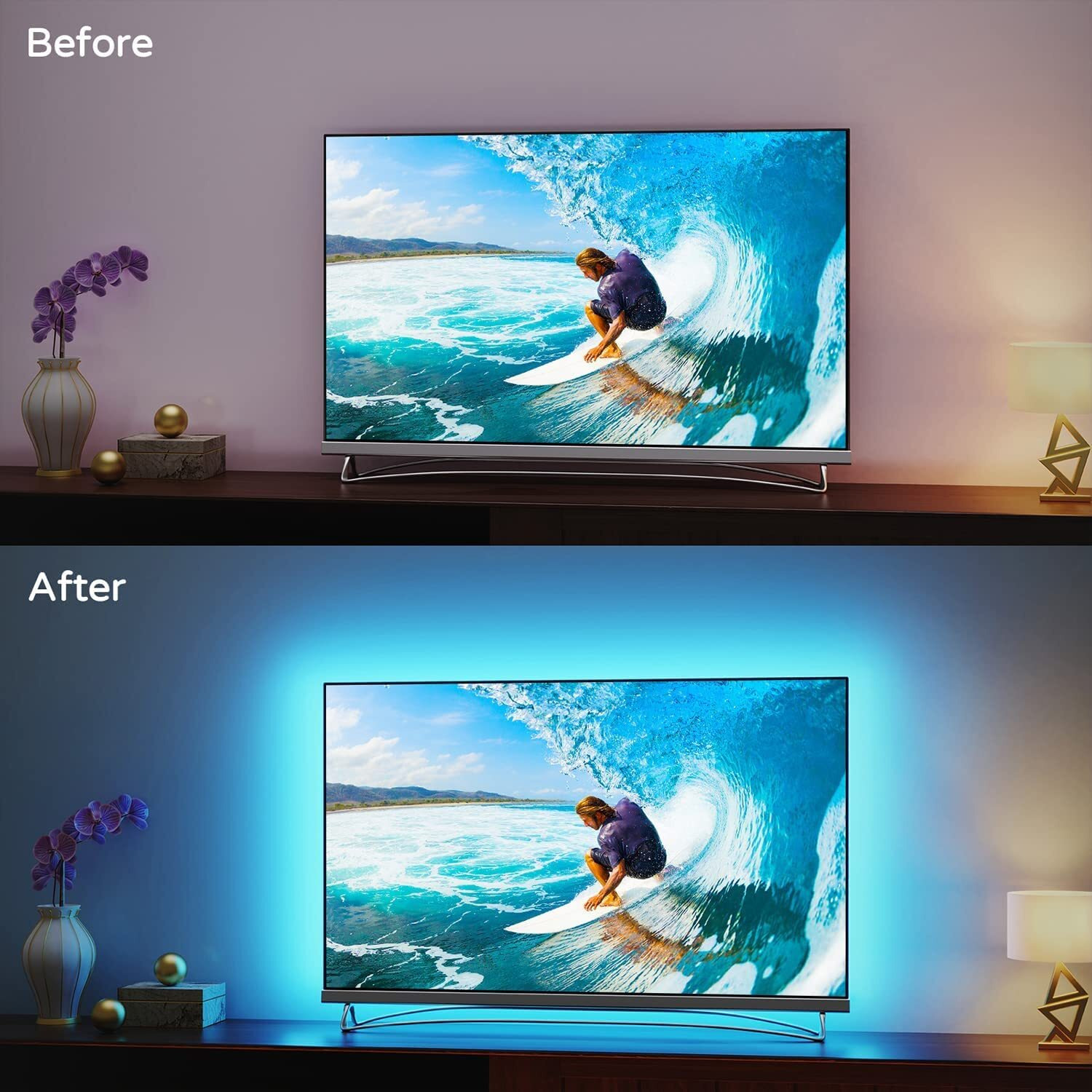 Gesto Usb 5V Led Usb Strip Light | Backlight For Tv Home Theater Ambient Lighting Gaming Decor,Room Decor| Easy-Bending Design Strips For 32-40 Inch Tv,Pc,Laptop| Remote Operated(2 Meter)Multi