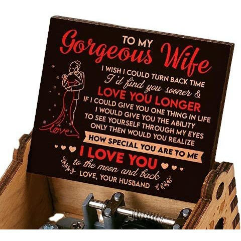 Zesta Toddler Wooden Hand Cranked Collectable Engraved Music Box (Gorgeous Wife Black)