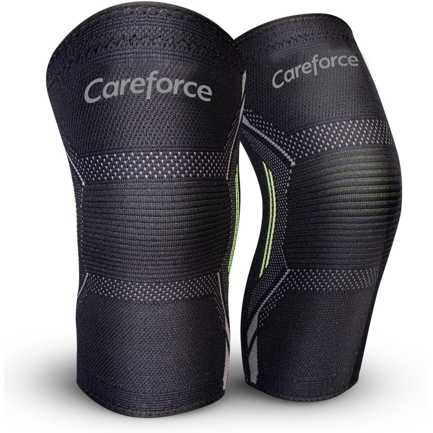 Careforce - The Force Behind Your Health Knee Support For Men & Women For Gym Workout Knee Caps For Pain Relief Knee Cap For Men In Running For Women For Squats, Compression - Rubber, Blkgrey - M
