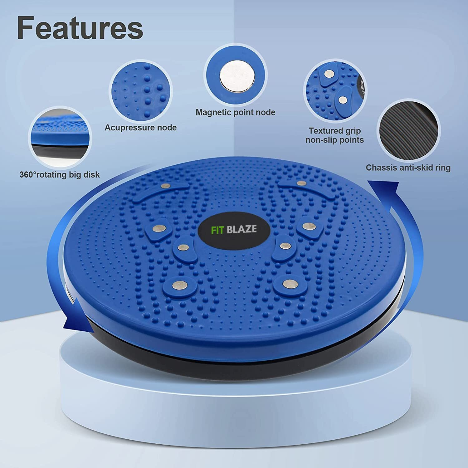 Fitblaze Tummy Twister Waist Board Body Shaping Twisting Boards Abdominal Abs Exerciser Body Toner For Men And Women (Blue)