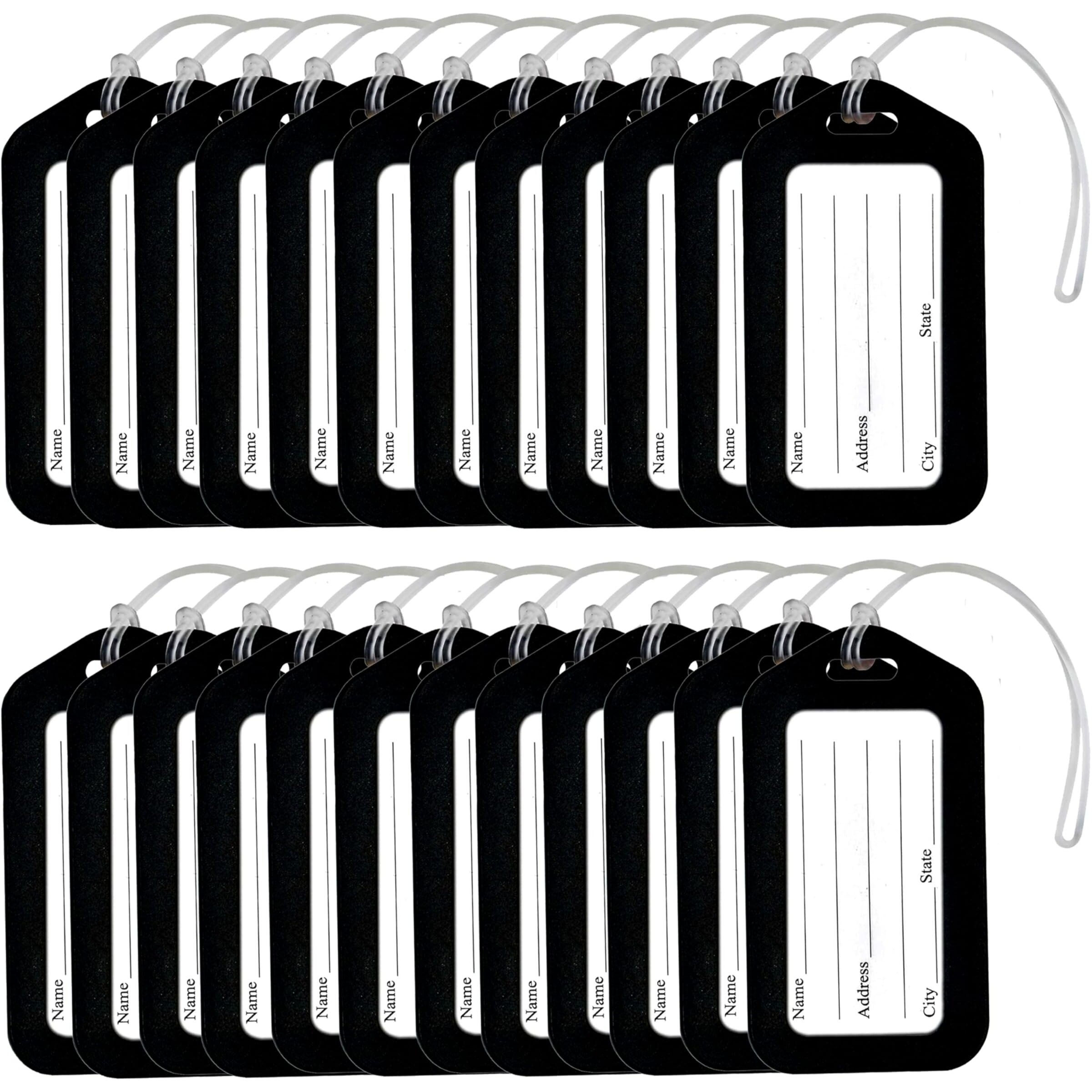 Storite Pack Of 24 Luggage Tags, Smart Tags For Travel Suitcases, School Bags For Easily Identification Of Bags (Black)