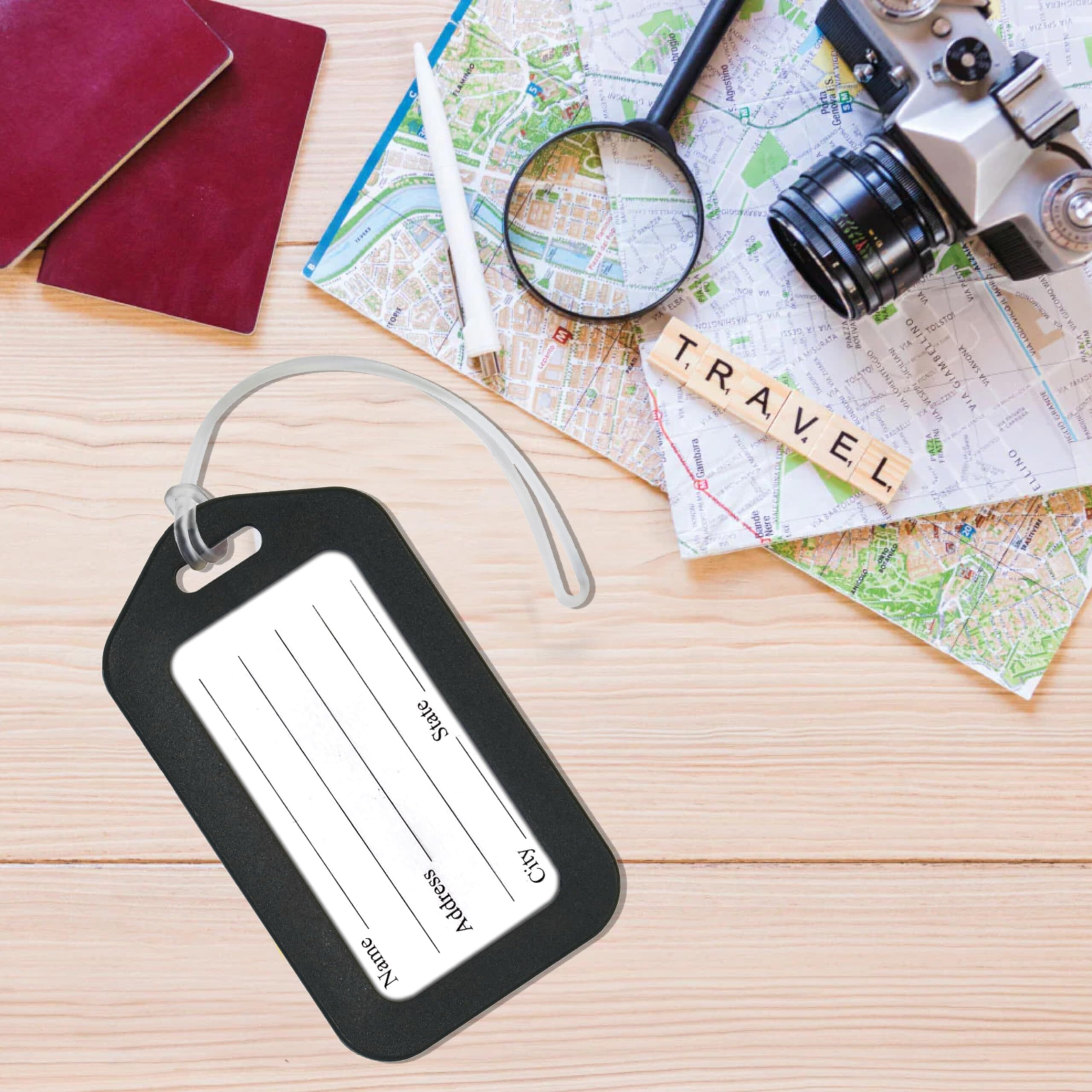 Storite Pack Of 24 Luggage Tags, Smart Tags For Travel Suitcases, School Bags For Easily Identification Of Bags (Black)