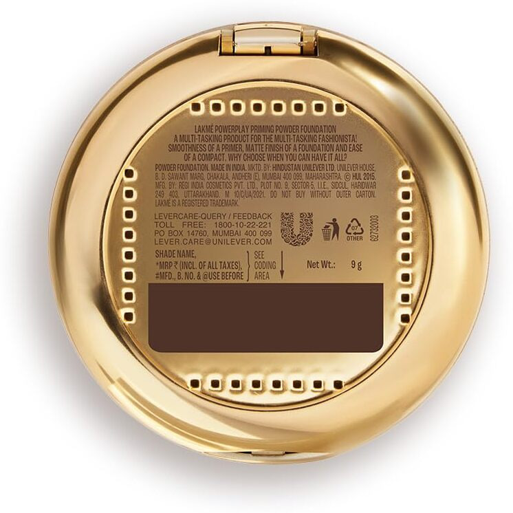 Lakm 9 To 5 Primer With Matte Powder Medium Coverage All Skin Foundation Compact, Silky Golden, 9G