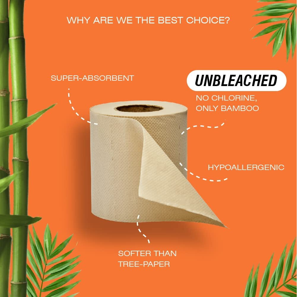 Beco Toilet Tissue Rolls | 3-Ply, 2640 Pulls (220 X 12 Rolls) | Tissue Paper Roll, Toilet Paper Roll Pack Of 12, Eco Friendly, Soft & Highly Absorbent, 100% Natural Bamboo, Chemicalfree, Allergysafe