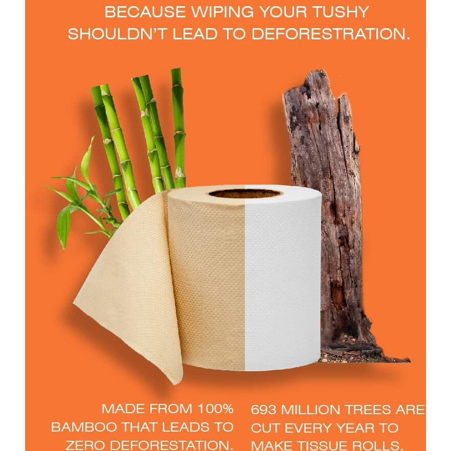 Beco Toilet Tissue Rolls | 3-Ply, 2640 Pulls (220 X 12 Rolls) | Tissue Paper Roll, Toilet Paper Roll Pack Of 12, Eco Friendly, Soft & Highly Absorbent, 100% Natural Bamboo, Chemicalfree, Allergysafe