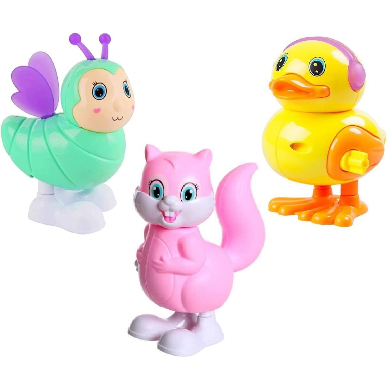 Tru Toys Key Operated Wind Up Toys|Safe Colourful Jumping Moving Toy Rotating Head Key Toys|Best Engaging Educating Animal Bird Toys From 6 Months To 3 Years Old (Multicolor-Random Combo) (5 Pack)