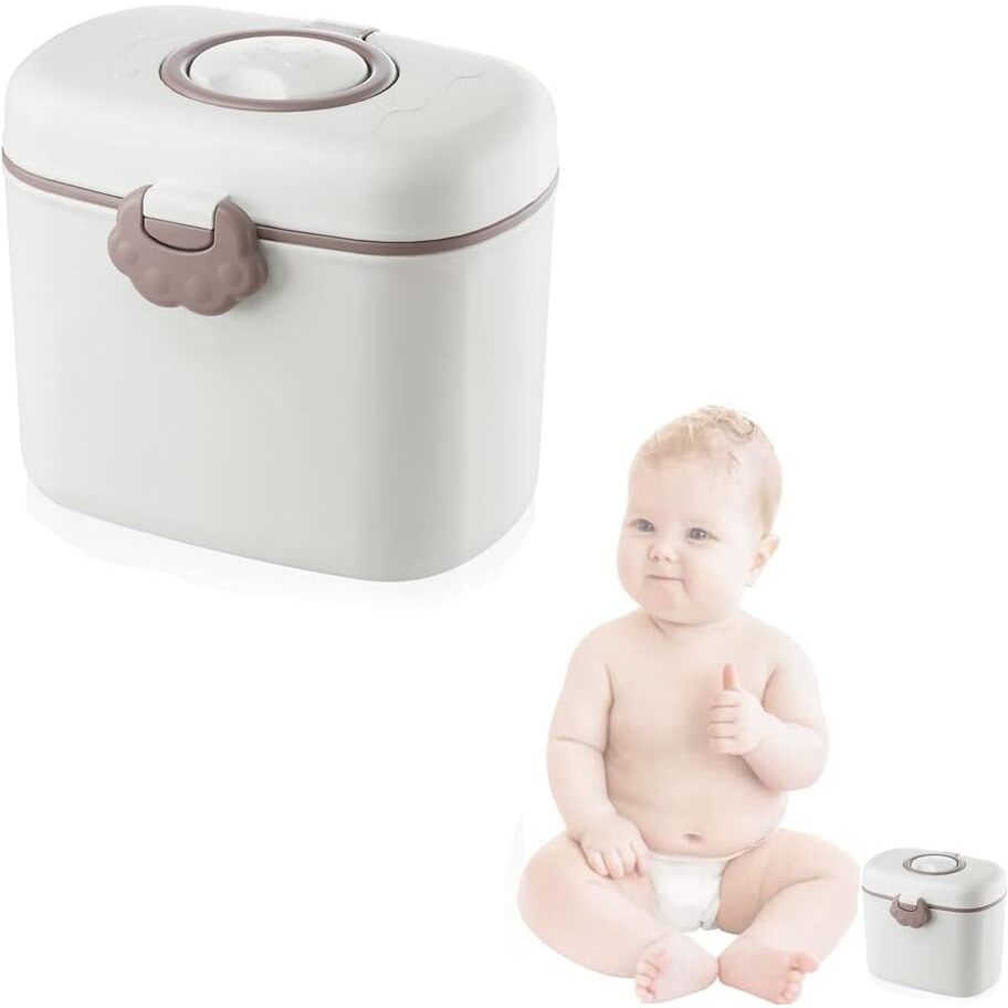 Snowie Soft 300G Baby Formula White Dispenser With Scoop & Leveller, Foodgrade Pp Double Layer Anti-Leak Milk Powder Dispenser Container, Baby Snack Storage Container For Outdoor Travel, 1
