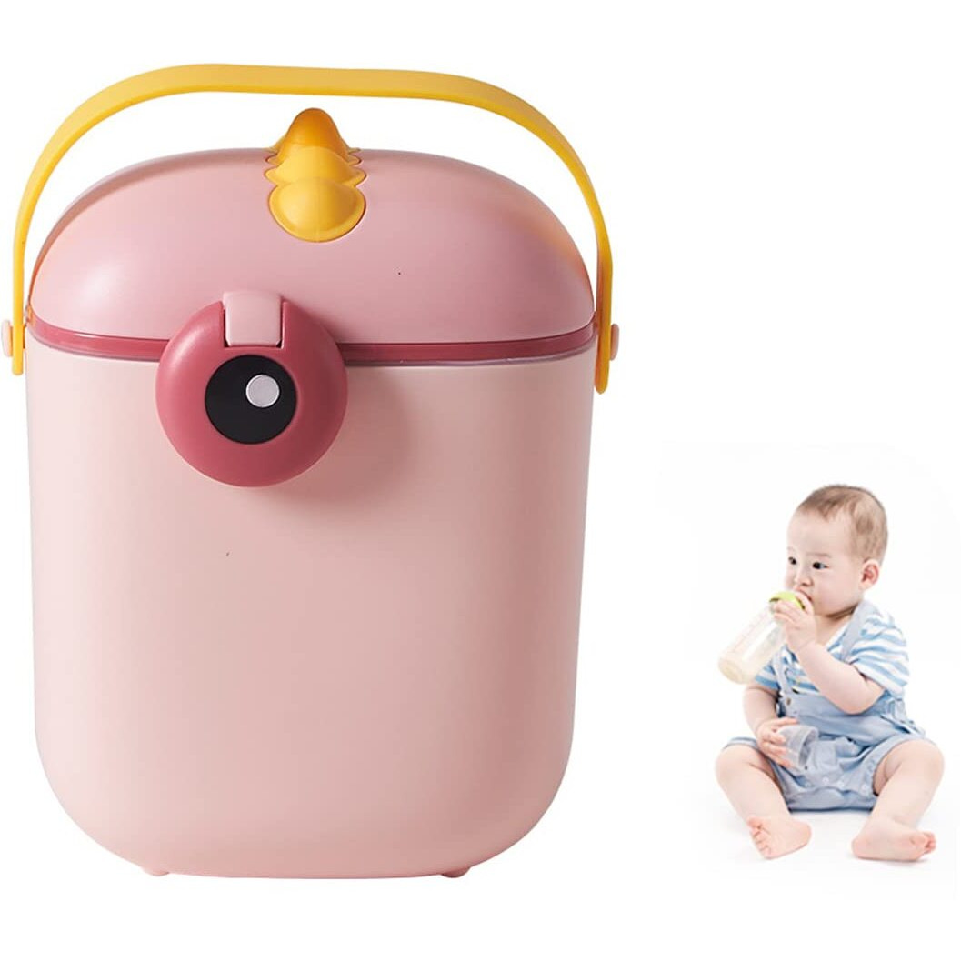 Snowie Soft 550Ml Baby Formula Dispenser With Scoop And Leveller,Foodgrade Pp Double Layer Anti-Leak Milk Powder Dispenser Container,Baby Snack Storage Container For Outdoor Travel Home,Bpa Free,Pink