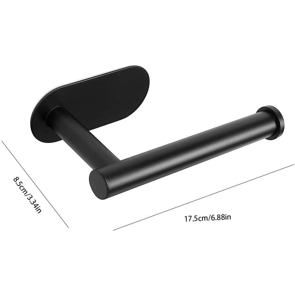 Hasthip Tissue Paper Holder Self-Adhesive, Premium Thicken Sus304 Stainless Steel Rustproof Adhesive Toilet Roll Holder No Drilling For Bathroom, Kitchen, Washroom (1 Pack, Matte Black)