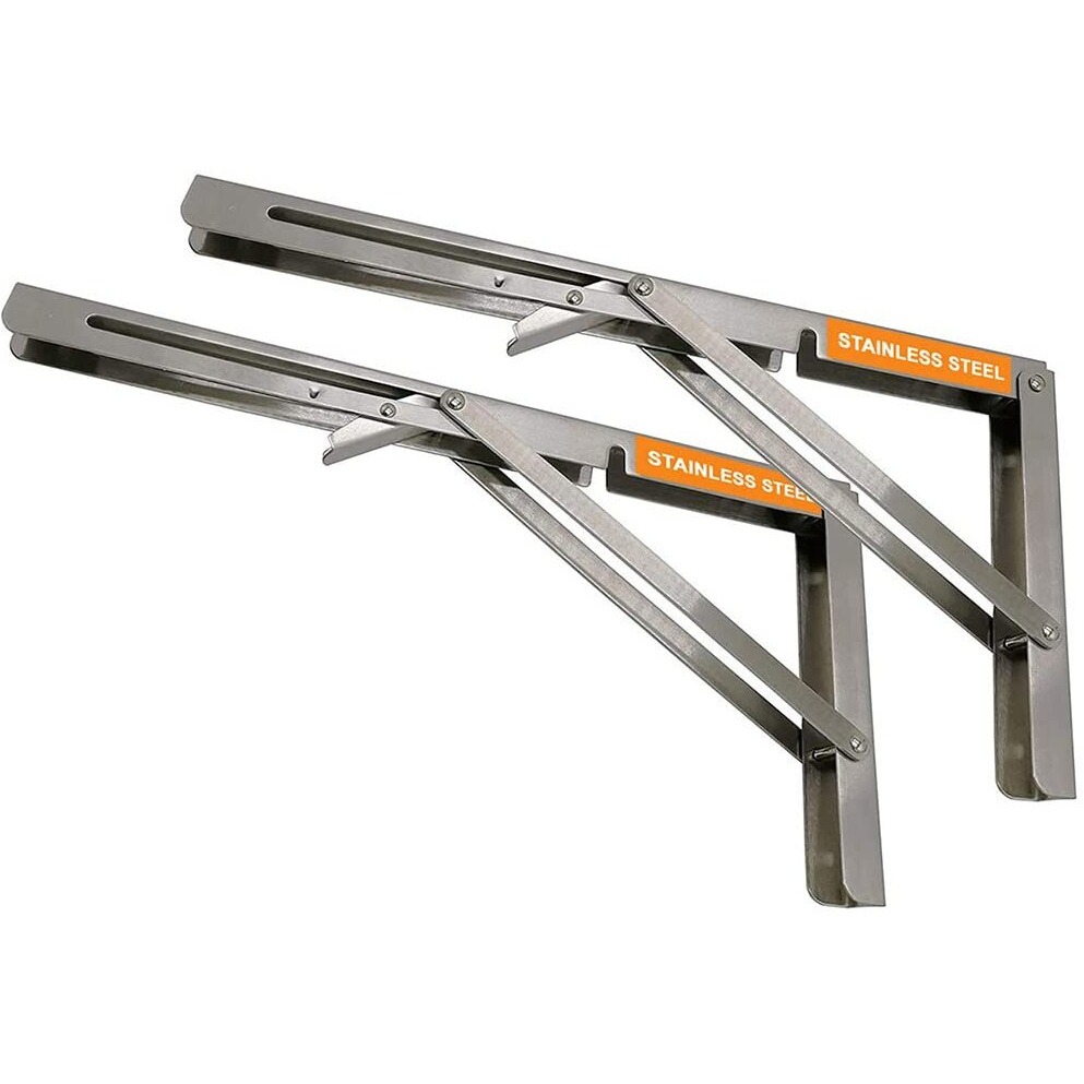 Volo Premium 200Mm/ 8" Foldable Stainless Steel Multipurpose Bracket, Shelf Bracket, L Bracket, Wall Brackets, Wall Angle Bracket, Folding Table Bracket With Fittings For Fold Down Table.
