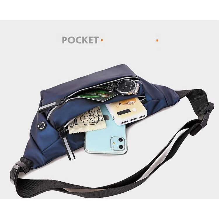 Ketmart Waist Pack Travel Handy Hiking Zip Pouch Document Money Phone Belt Sport Bag For Men And Women And Adult Leather (Navi Blue)