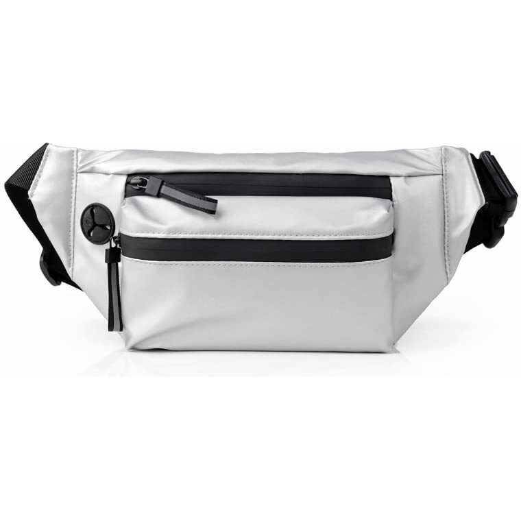 Ketmart Mens And Women Fanny Pack Wasit Bag With Triple Pockets Design Adjustable Large Size Belt Water-Resistant For Men Women Running Workout Hiking Travel Outdoor Picnic. (Silver)