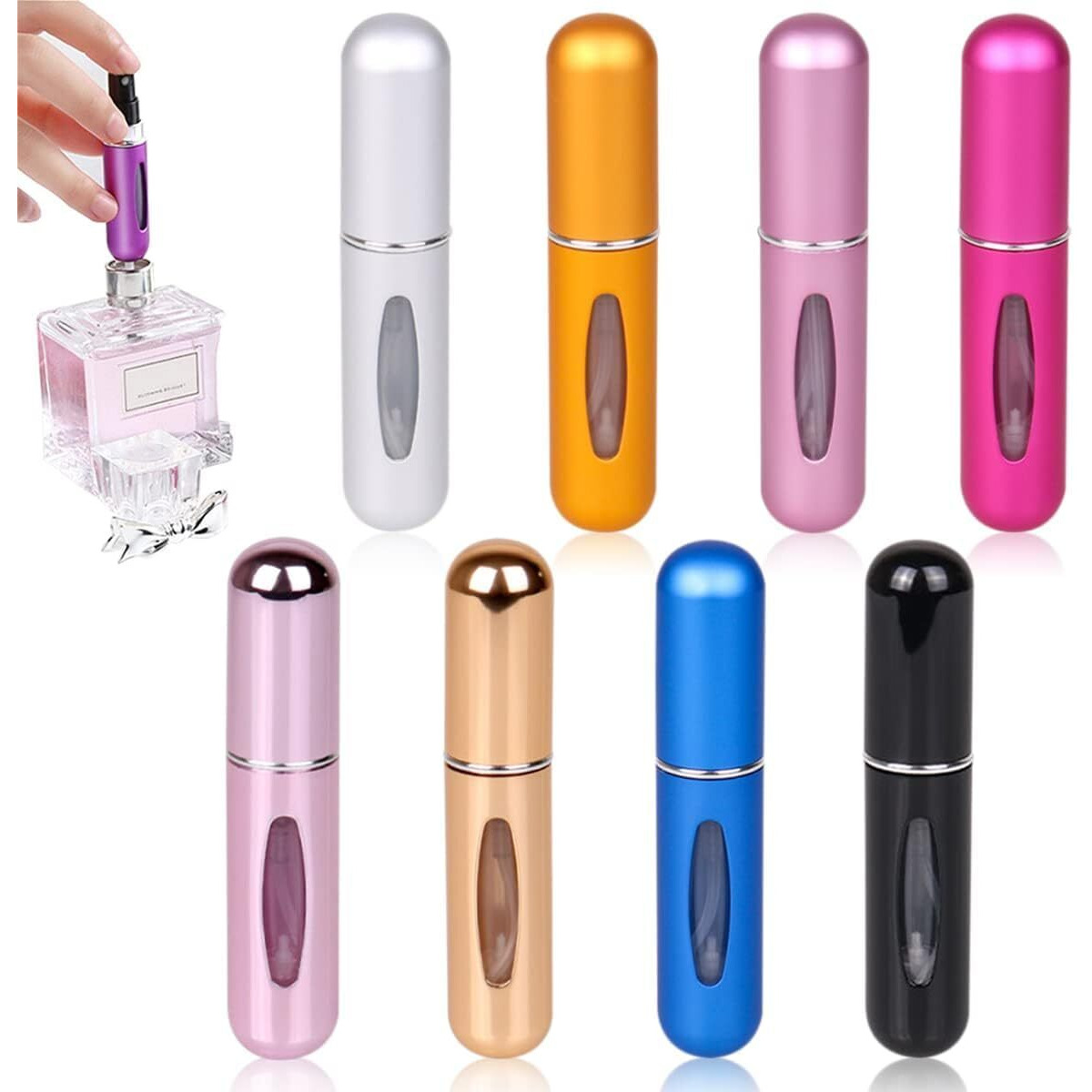 Qigali Travel Mini Perfume Refillable Atomizer, Portable Perfume Spray Container Bottle, Travel Perfume Scent Pump Case Fragrance Empty Spray Bottle For Traveling And Outgoing (Pack Of 5)