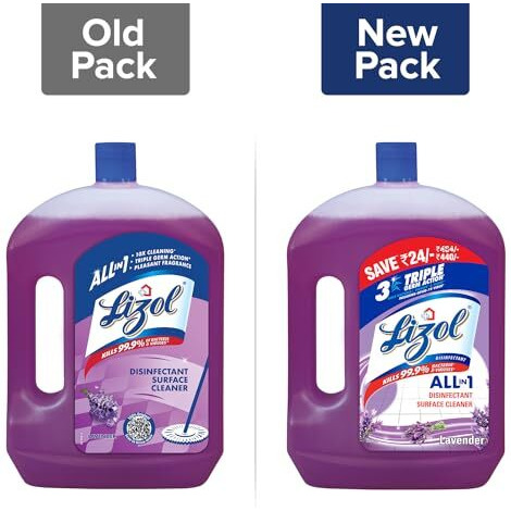 Lizol 2 Litre - Lavender, Disinfectant Surface & Floor Cleaner Liquid | Suitable For All Floor Cleaner Mops | Kills 99.9% Germs| India's 1 Floor Cleaner