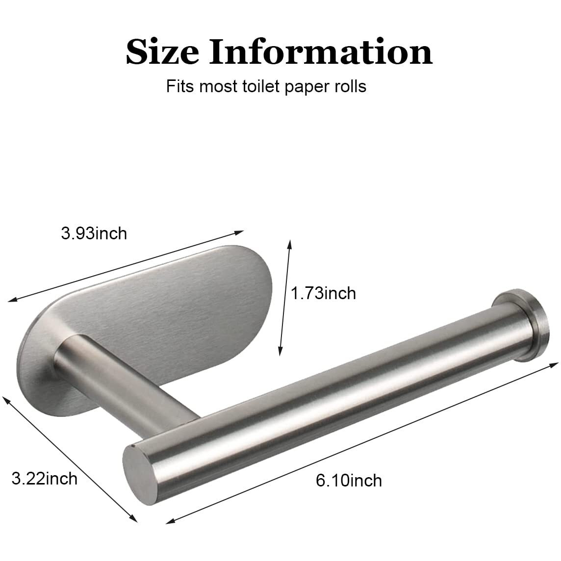 Hasthip Toilet Paper Holder Self Adhesive, Thicken 304 Stainless Steel Rustproof Adhesive Toilet Roll Holder No Drilling For Bathroom, Kitchen, Washroom, Chrome Finish, 16 * 4.5 * 8.2Cm (Silver)