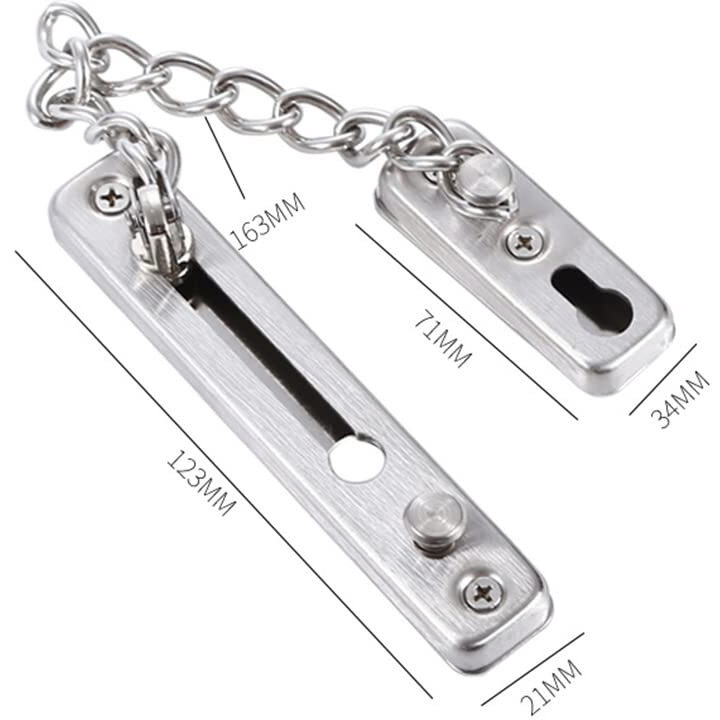 Fdship Key Lock Door Safety Chain, Door Security Guard For Home Door Chain For Safe And Secure Home - Stainless Steel Material (Steel)