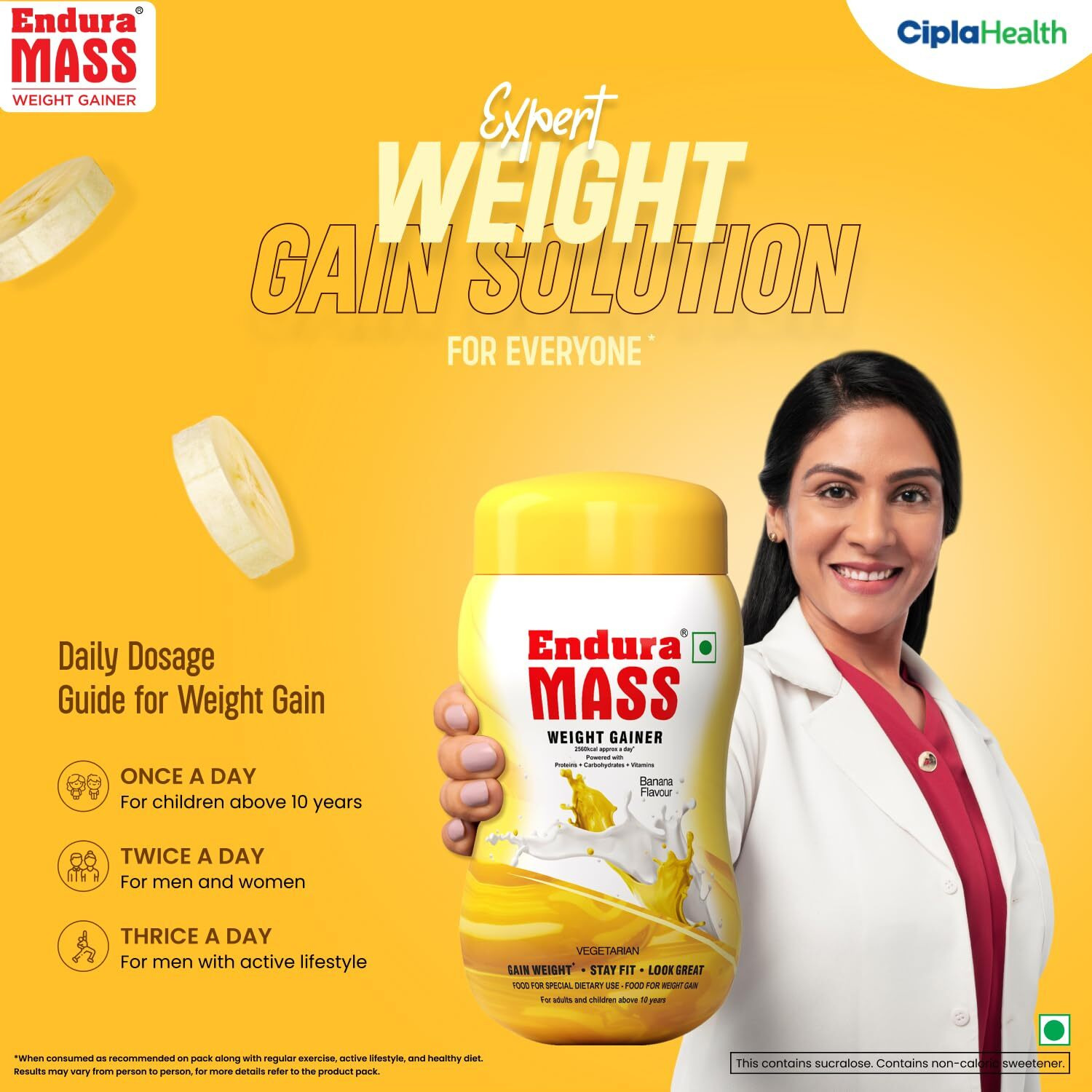 Endura Mass Weight Gainer Powder 500G Banana Flavour | Unique Blend Of 3 Sources Of Protein, Carbs, Vitamins & Essential Minerals | Ideal For Children Above 10 Years, Men, Women & Athletes