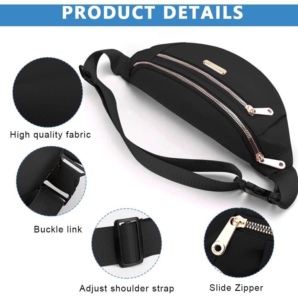 Palay Waist Bags For Women Girls With Adjustable Strap, Stylish Bumbag Chest Bag Waterproof Fanny Bag, Oxford Cloth Waist Pack Outdoor Hiking Running Travel