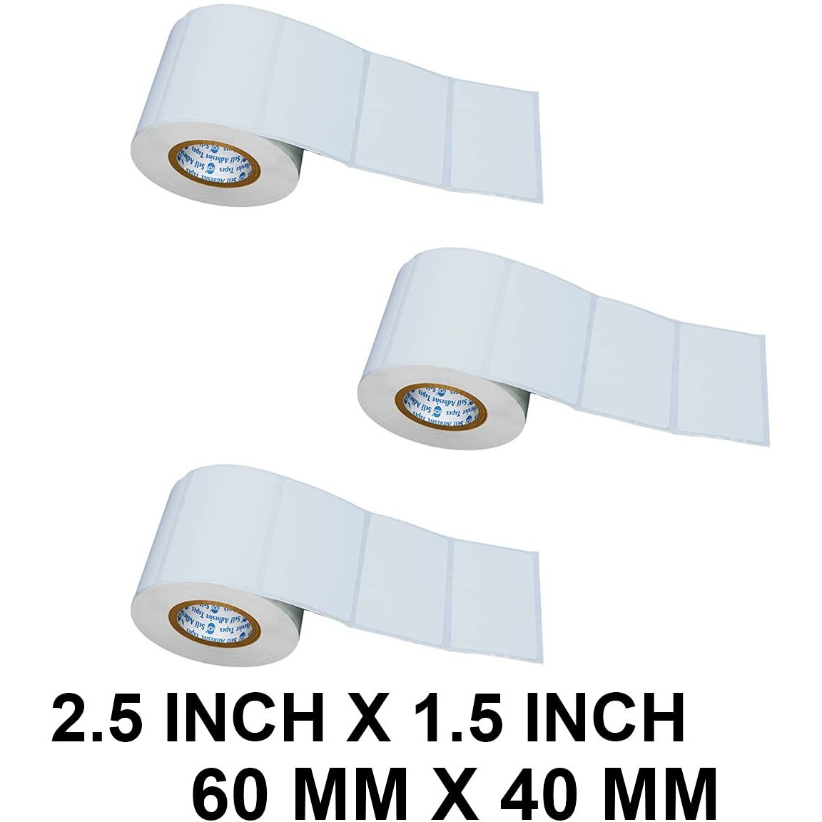 Vcr 2.5 X 1.5 Direct Thermal Barcode Label Sticker - 2.5 X 1.5 Inches - 60Mm X 40Mm - 500 Labels Per Roll - Pack Of 3 Rolls - White Self Adhesive Sticker For Printing Barcoding Labels 1 Inch Core