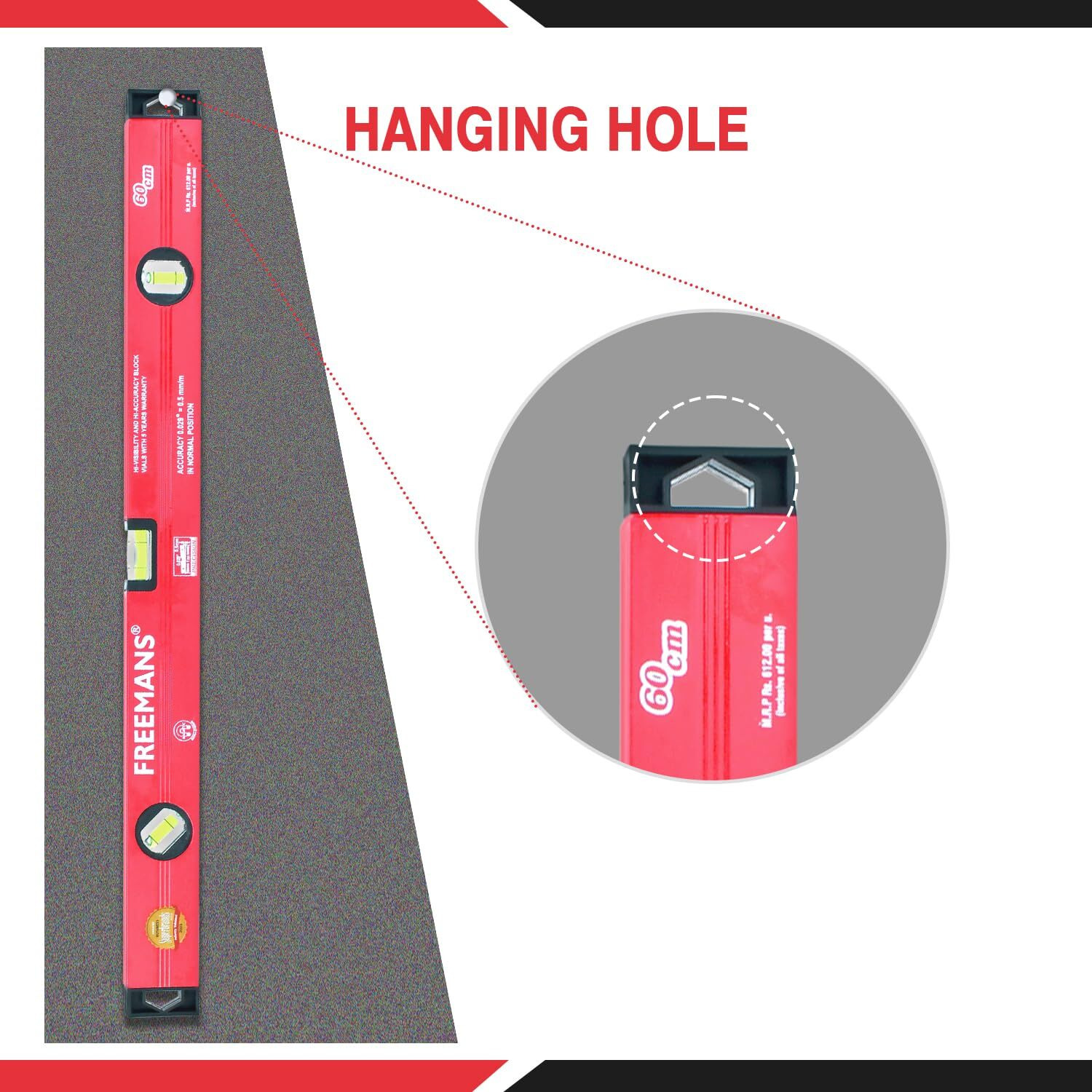 Freemans Bsm360 Aluminium Spirit Level With Magnet 60 Cm