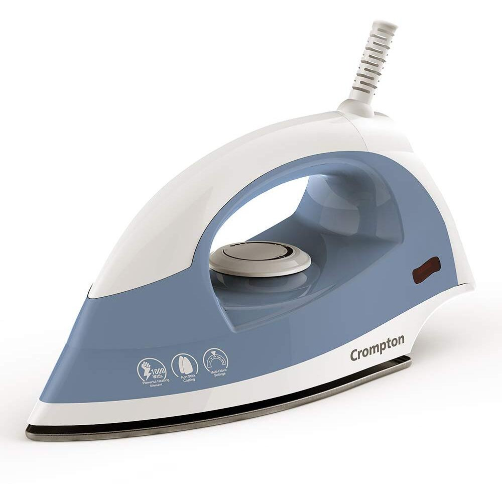 Crompton Brio 1000-Watts Dry Iron With Weilburger Coating (Sky Blue And White)