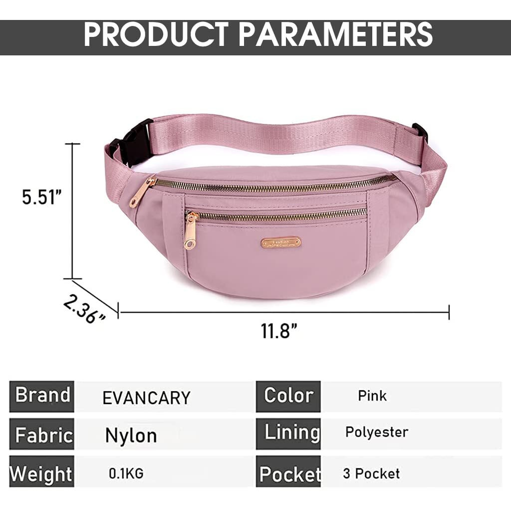 Palay Waist Bags For Women Girls With Adjustable Strap, Stylish Bumbag Chest Bag Waterproof Fanny Bag, Oxford Cloth Waist Pack Outdoor Hiking Running Travel