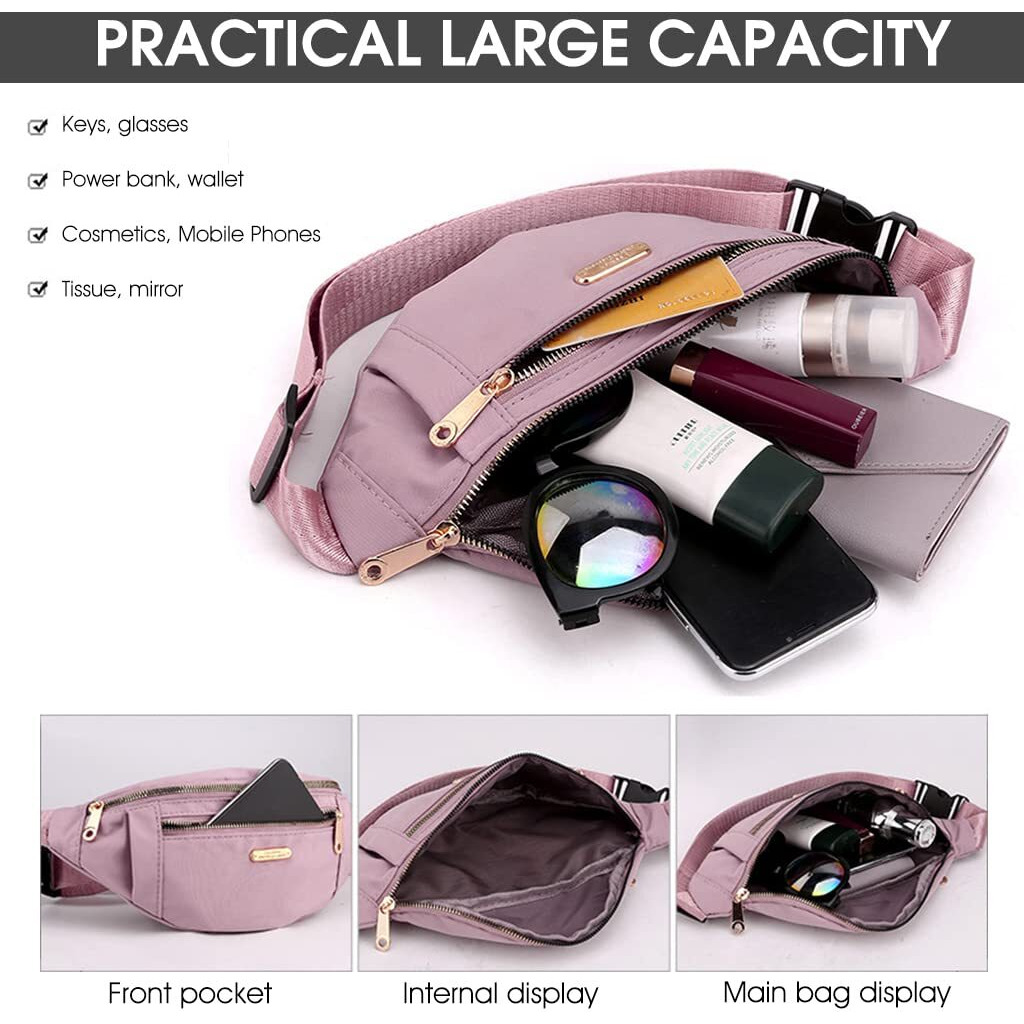 Palay Waist Bags For Women Girls With Adjustable Strap, Stylish Bumbag Chest Bag Waterproof Fanny Bag, Oxford Cloth Waist Pack Outdoor Hiking Running Travel