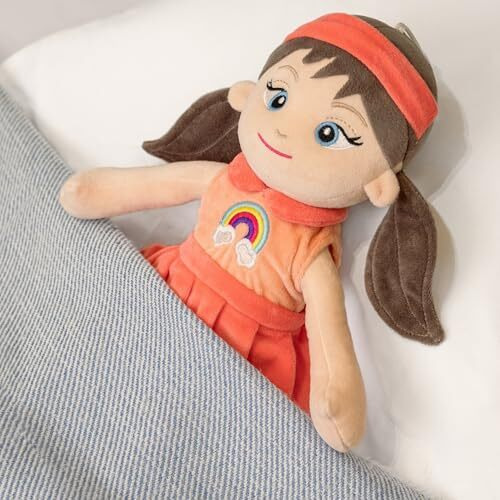 Mirada Cute Peach Huggable Rainbow Girl Doll Soft Toy For Baby Girls/Kids | Stuffed Plush | Ideal Gift For Rakhi/Raksha Bandhan/Birthday - 38Cm