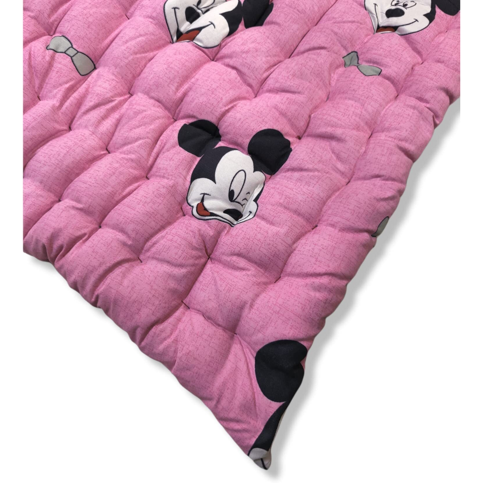 Deevine Craft Soft Cotton Quilt | Foldable Movable Picnic Light Weight Filled Single Firm Mattress| Gadda (3D Design Printed, 1 Sleeping Capacity, 3 X 6 Ft Or 72 X 36 Inches) (Pink Mickey Mouse)