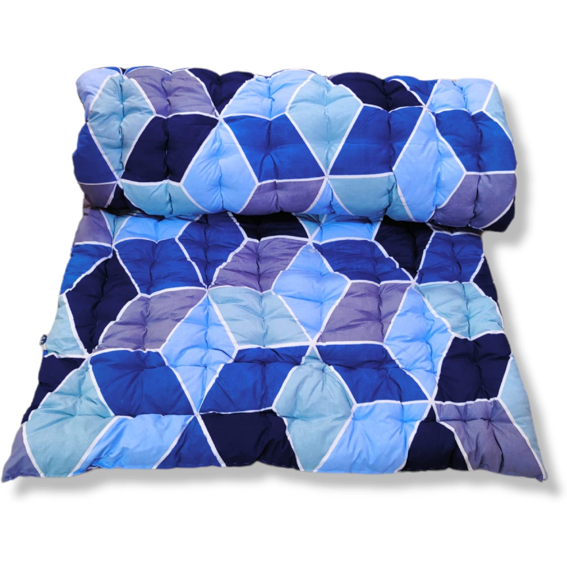 Deevine Craft Soft Cotton Quilt | Foldable Movable Picnic Light Weight Filled Single Firm Mattress| Gadda (3D Design Printed, 1 Sleeping Capacity, 3 X 6 Ft Or 72 X 36 Inches) (Shades Of Blue)