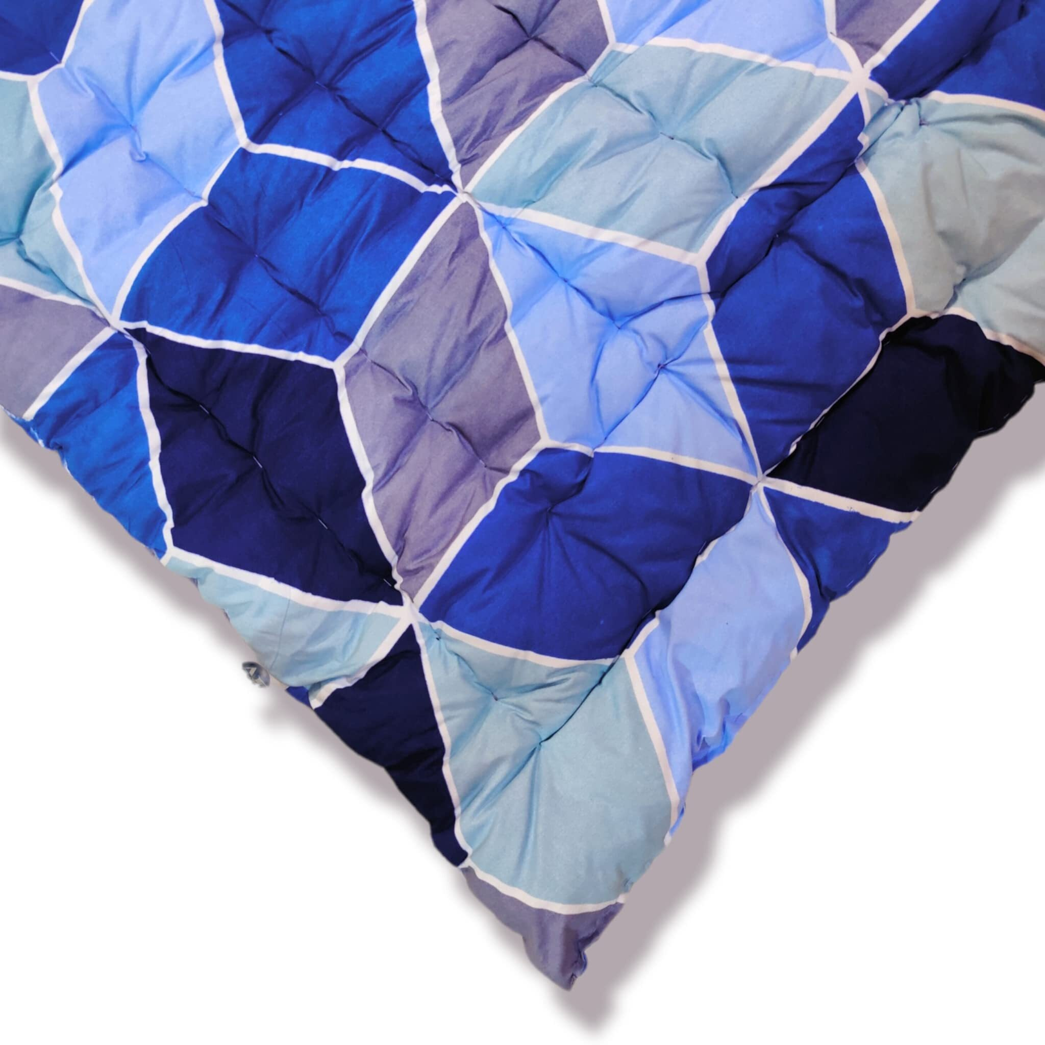 Deevine Craft Soft Cotton Quilt | Foldable Movable Picnic Light Weight Filled Single Firm Mattress| Gadda (3D Design Printed, 1 Sleeping Capacity, 3 X 6 Ft Or 72 X 36 Inches) (Shades Of Blue)
