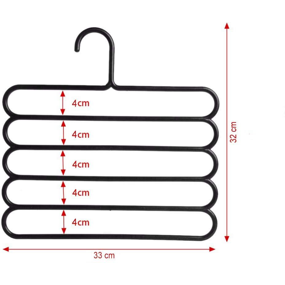 Inovera (Label) Plastic Inovera 5 Layer Pants Clothes Hanger Wardrobe Storage Organizer Rack (Set Of 10), 32Lx1Bx33H Cm (Assorted Colour)