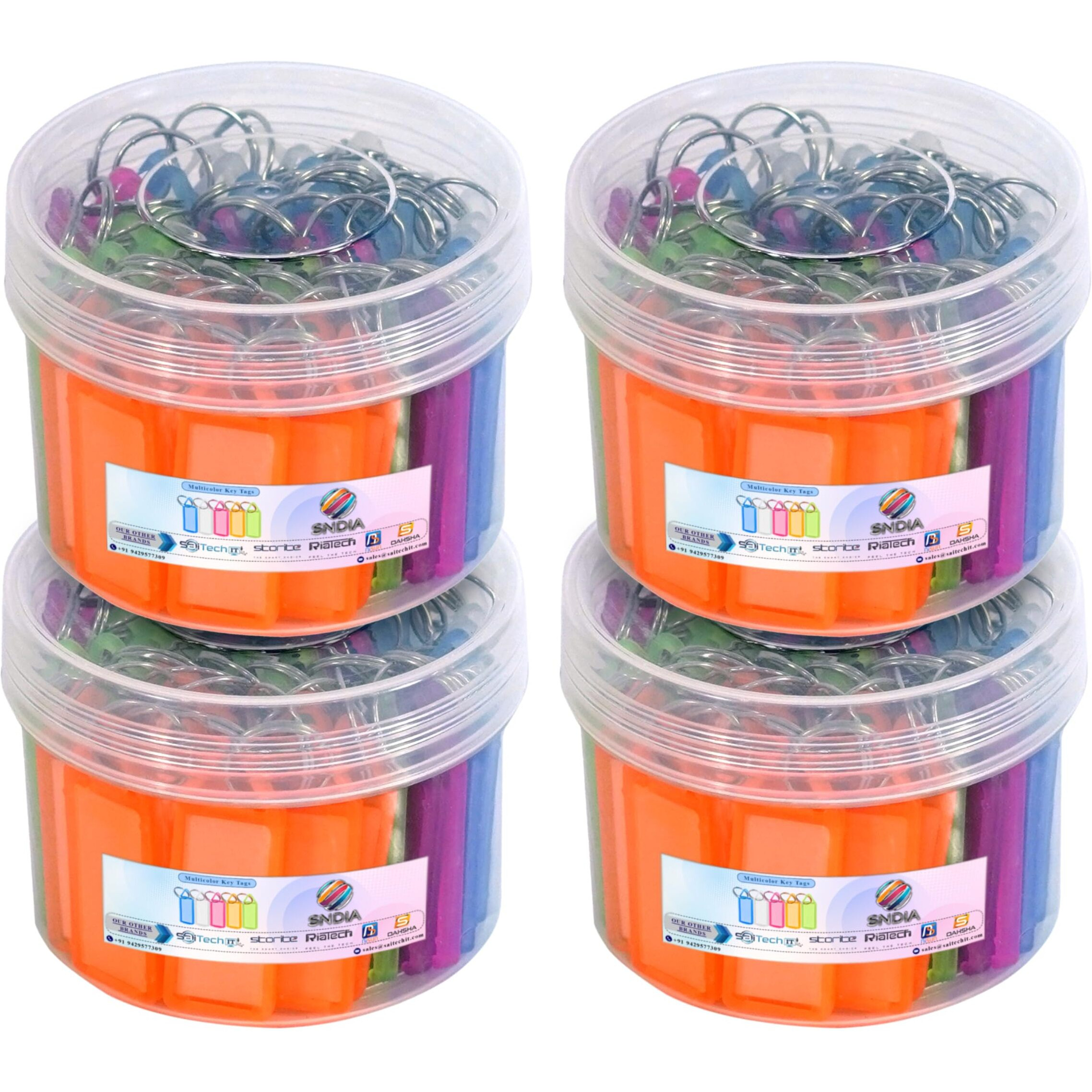 Sndia Plastic 200 Pcs Key Tag Multicolor Keyring & Keychain With Name Tag Labels Assorted Keychain With Two Side Id Label And Split Ring For Office, Home Key