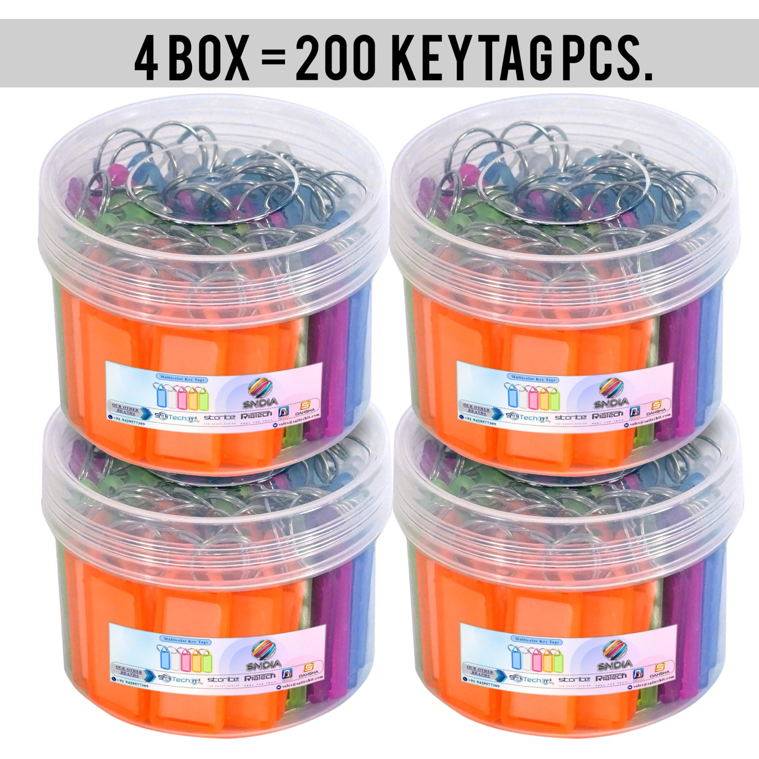 Sndia Plastic 200 Pcs Key Tag Multicolor Keyring & Keychain With Name Tag Labels Assorted Keychain With Two Side Id Label And Split Ring For Office, Home Key
