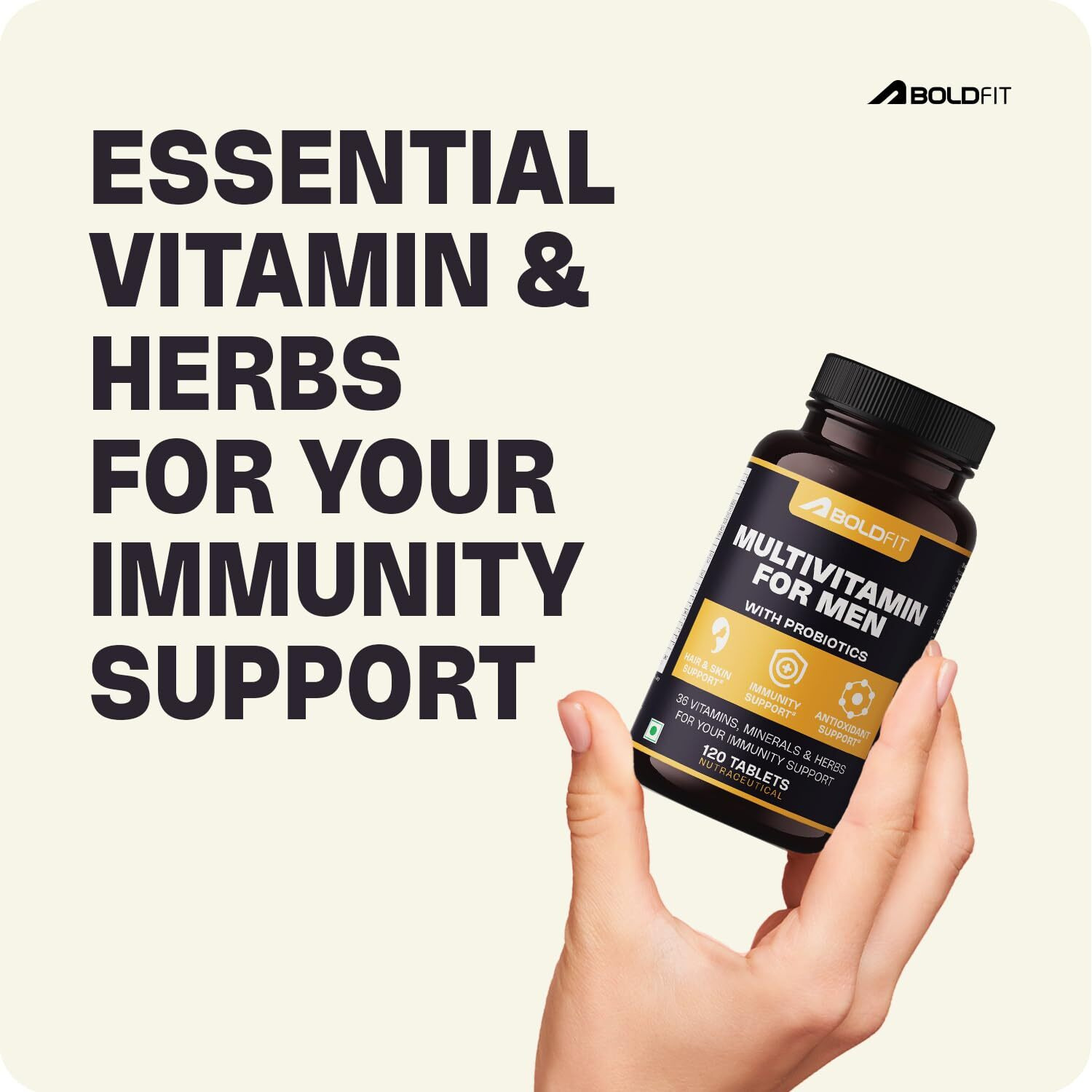 Boldfit Multivitamin For Men & Women With Probiotics Vitamin C, E, Zinc For Immunity, Biotin, For Healthy Hair, Skin & Nails. Immunity (240 Tablets)