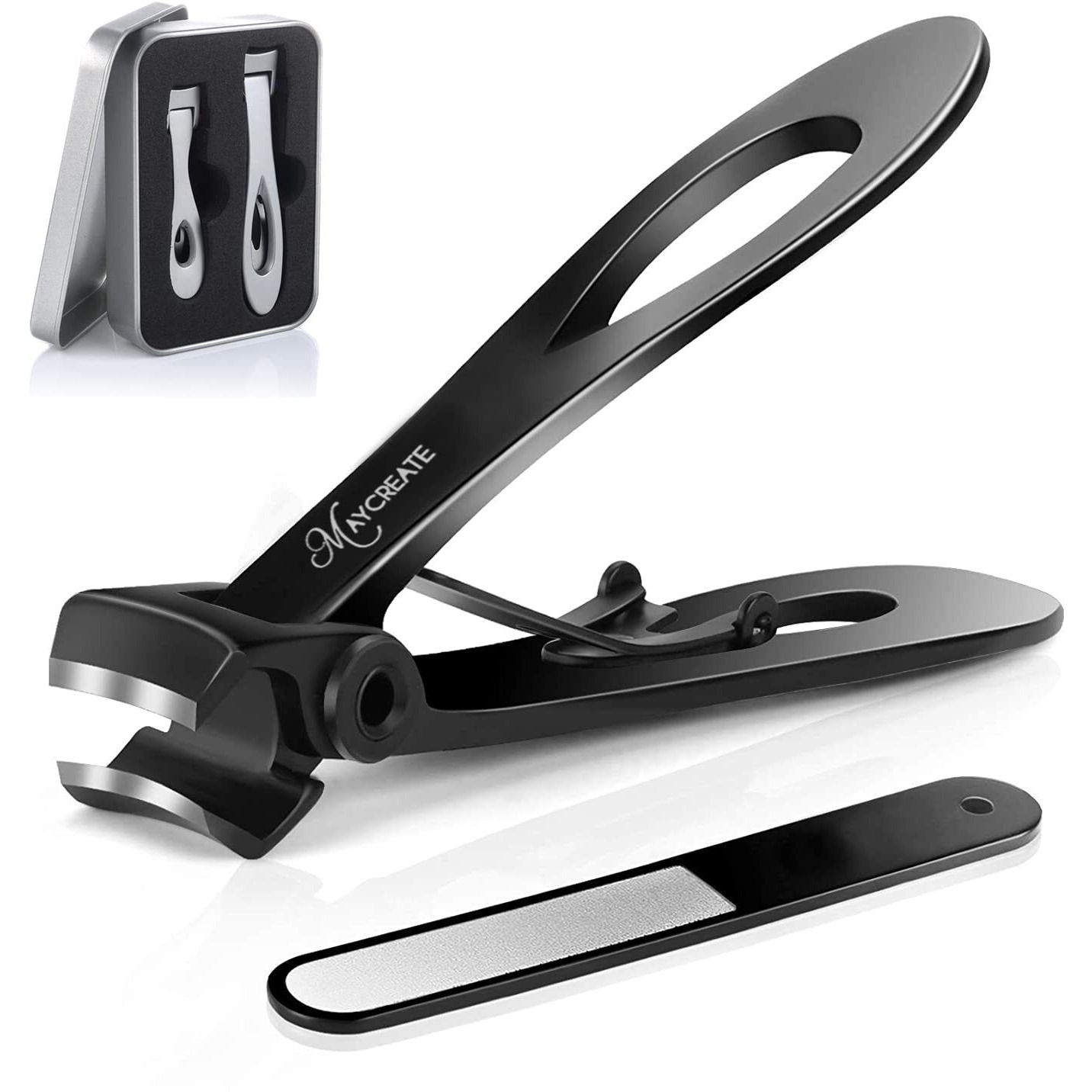 Maycreate Nail Cutter For Men Toe Nail Cutter For Thick Nails Cutting Clipper Trimmer For Women Wide-Opening Sharp Jaws Stainless Steel Large Nail Clippers Set With Nail File
