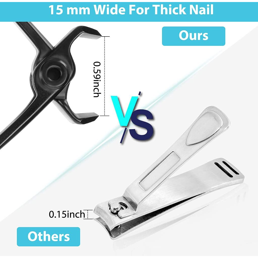 Maycreate Nail Cutter For Men Toe Nail Cutter For Thick Nails Cutting Clipper Trimmer For Women Wide-Opening Sharp Jaws Stainless Steel Large Nail Clippers Set With Nail File