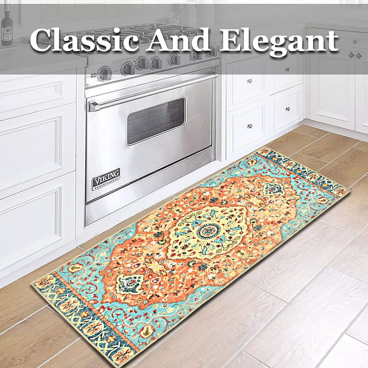 Ishro Home 3D Printed American Bedside Runner Carpet Anti Skid For Home/Kitchen/Kitchen/Living Area/Office Entrance. (Persian Retro, 22 X 55) Nylon, Multi
