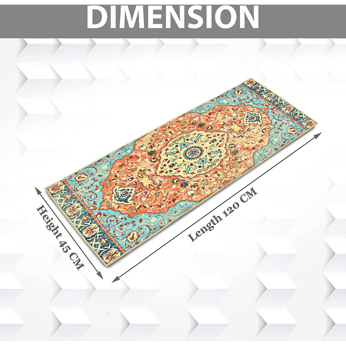 Ishro Home 3D Printed American Bedside Runner Carpet Anti Skid For Home/Kitchen/Kitchen/Living Area/Office Entrance. (Persian Retro, 22 X 55) Nylon, Multi